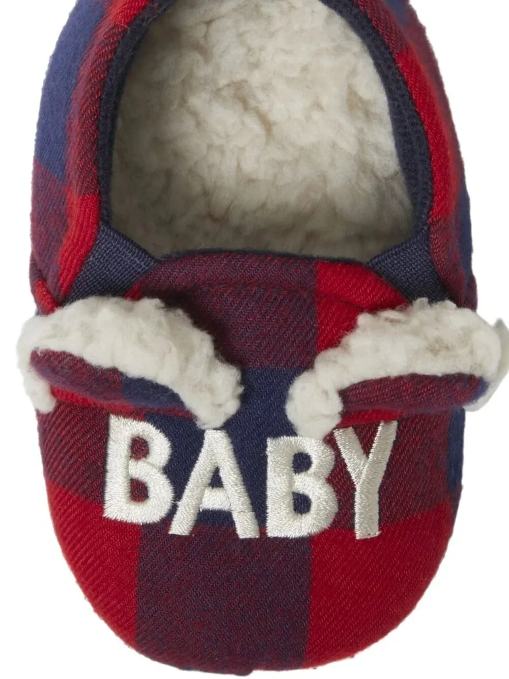 Dearfoams Cozy Comfort Baby Size 5-6 Slippers Baby Bear Plaid Flannel Lining